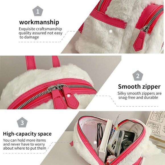 Cute Plush Backpack Soft Fluffy Cartoon Shoulder Bag for Women Gift main image 6